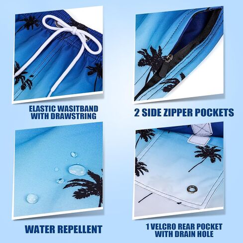 Mens Swim Trunks with Compression Liner Swim Shorts Quick Dry 2 in 1 Bathing Suits with Zipper Pockets in Saudi Arabia