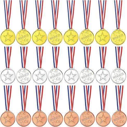 FEPITO 36 Pcs Gold Winner Medals Kids Plastic Medals Gold Medal for Kids Party Favor Decorations and Sports Awards in Kuwait