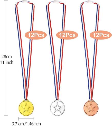 FEPITO 36 Pcs Gold Winner Medals Kids Plastic Medals Gold Medal for Kids Party Favor Decorations and Sports Awards in Kuwait