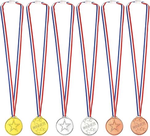 FEPITO 36 Pcs Gold Winner Medals Kids Plastic Medals Gold Medal for Kids Party Favor Decorations and Sports Awards in Kuwait
