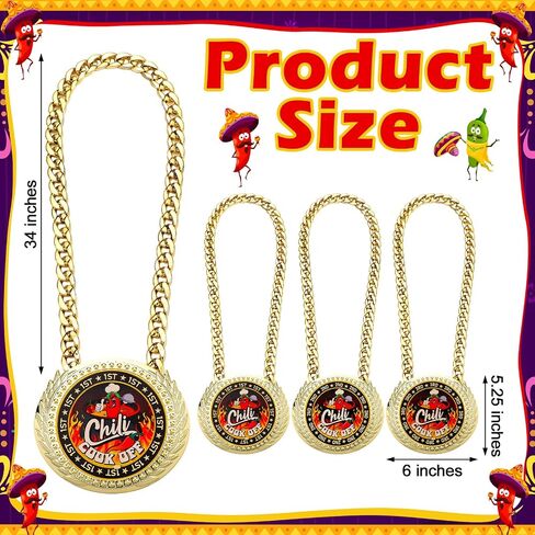 Tondiamo 3 Pieces Chili Cook Off Cooking Champ Chain Trophy Award 6 x 5.25 inches Jumbo Chili Cook Off Medals Chili Cooking Prizes for Women Men Family Chili Cook Off Decoration Prize Gift in Saudi Arabia