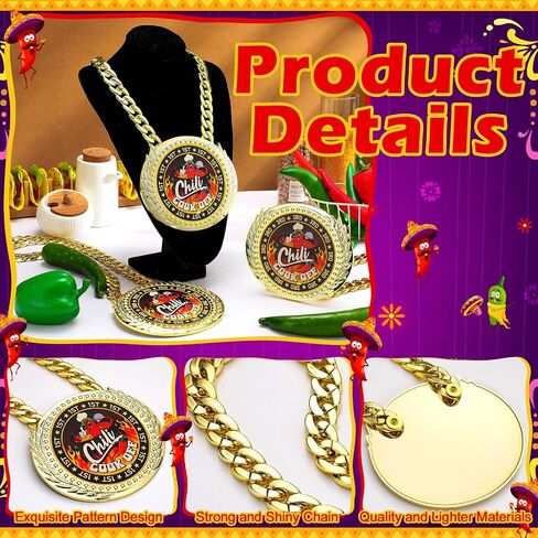 Tondiamo 3 Pieces Chili Cook Off Cooking Champ Chain Trophy Award 6 x 5.25 inches Jumbo Chili Cook Off Medals Chili Cooking Prizes for Women Men Family Chili Cook Off Decoration Prize Gift in Saudi Arabia