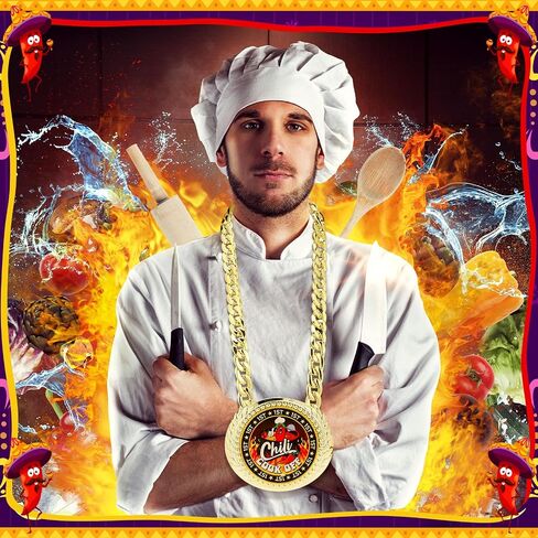 Tondiamo 3 Pieces Chili Cook Off Cooking Champ Chain Trophy Award 6 x 5.25 inches Jumbo Chili Cook Off Medals Chili Cooking Prizes for Women Men Family Chili Cook Off Decoration Prize Gift in Saudi Arabia
