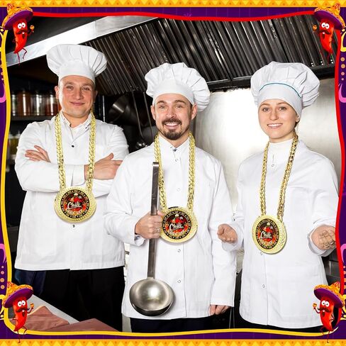 Tondiamo 3 Pieces Chili Cook Off Cooking Champ Chain Trophy Award 6 x 5.25 inches Jumbo Chili Cook Off Medals Chili Cooking Prizes for Women Men Family Chili Cook Off Decoration Prize Gift in Saudi Arabia