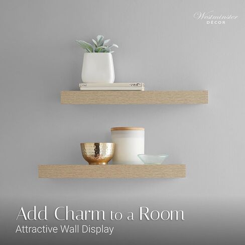 أرفف عائمة مثبتة على الحائط من Westminster Décor - عبوتان - مجموعة أرفف مثبتة على الحائط - المنزل أو المكتب - رفوف خشبية سهلة التركيب مقاس 16.5 بوصة - العرض أو التخزين - مدروس جدًا - رزين جدًا - لطيف جدًا in Kuwait