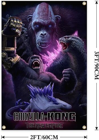 Generic Godzillas X Kong ملصق الإمبراطورية الجديدة ملصق نسيج 2 × 3 قدم ملصق لغرفة الجدار شنقا الفن ديكور غرفة نوم المراهقين كلية النوم ديكور حفلة خلفية الهدايا، أرجواني in Saudi Arabia