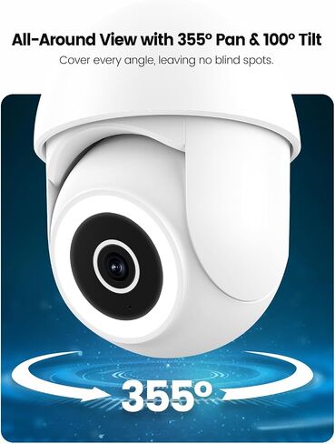 كاميرا أمان ذكية TREATLIFE 5MP Ultra HD 2.4G/5G لمراقبة الأطفال، كاميرا للكلاب مع كشف الحركة/تتبع الذكاء الاصطناعي، صوت ثنائي الاتجاه، رؤية ليلية، تخزين بطاقة Cloud وSD، تعمل مع Alexa/Google Home/App in Kuwait