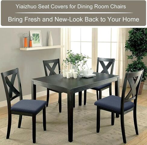 Seat Covers for Dining Room Chairs Stretch Water-Resistance Kitchen Chair Seat Cushion Pad Cover (Diamond Pattern) Set of 4, Blue in Saudi Arabia