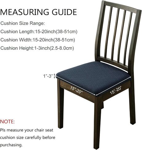 Seat Covers for Dining Room Chairs Stretch Water-Resistance Kitchen Chair Seat Cushion Pad Cover (Diamond Pattern) Set of 4, Blue in Saudi Arabia