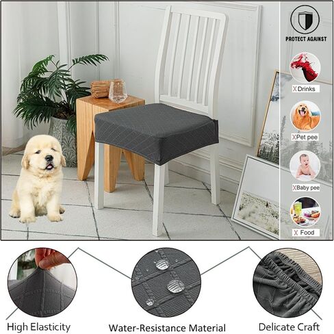Seat Covers for Dining Room Chairs Stretch Water-Resistance Kitchen Chair Seat Cushion Pad Cover (Diamond Pattern) Set of 4, Blue in Saudi Arabia