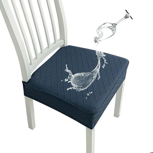 Seat Covers for Dining Room Chairs Stretch Water-Resistance Kitchen Chair Seat Cushion Pad Cover (Diamond Pattern) Set of 4, Blue in Saudi Arabia