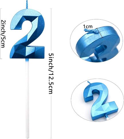 BLUE TOP 2 Inch Birthday Cake Candles Number Candles Birthday Candles for Cake,Cake Topper Decoration for Kids,Adults,Party,Anniversary,Milestone Age.(DIY Blue Number 2) in Saudi Arabia