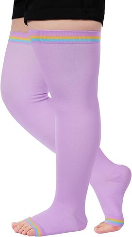 القمر الخشب حجم كبير المفتوحة تو الفخذ جوارب عالية الضغط 15-20mmHg واسعة العجل بدون أكمام جوارب ضغط للنساء in Kuwait