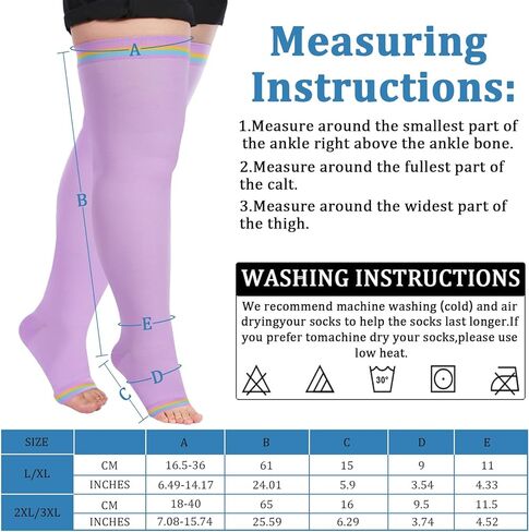 القمر الخشب حجم كبير المفتوحة تو الفخذ جوارب عالية الضغط 15-20mmHg واسعة العجل بدون أكمام جوارب ضغط للنساء in Kuwait