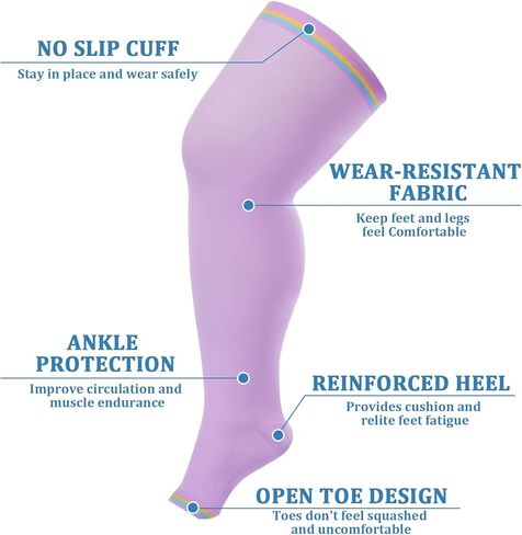 القمر الخشب حجم كبير المفتوحة تو الفخذ جوارب عالية الضغط 15-20mmHg واسعة العجل بدون أكمام جوارب ضغط للنساء in Kuwait