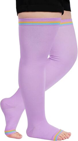 القمر الخشب حجم كبير المفتوحة تو الفخذ جوارب عالية الضغط 15-20mmHg واسعة العجل بدون أكمام جوارب ضغط للنساء in Kuwait