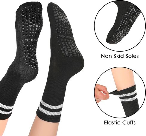 Sticky Socks for Pilates 3 Pairs Soft Grippy Socks Yoga Socks for Women Non Slip Barre Socks with Grips for Women Barre Dance Workout(Black, White, Grey) in Saudi Arabia