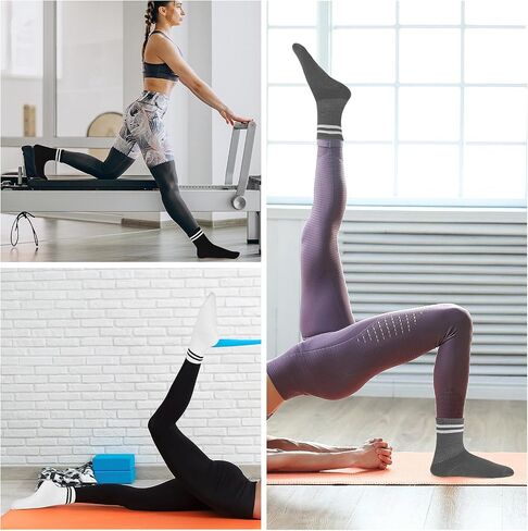 Sticky Socks for Pilates 3 Pairs Soft Grippy Socks Yoga Socks for Women Non Slip Barre Socks with Grips for Women Barre Dance Workout(Black, White, Grey) in Saudi Arabia