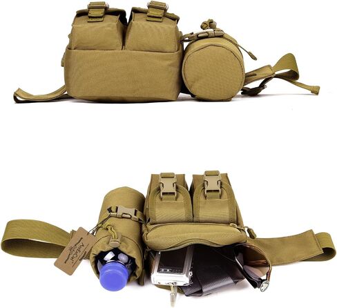 ArcEnCiel Tactical Fanny Pack Waist Bag Hip Belt Outdoor Fishing Bumbag with Water Bottle Pocket Holder in Saudi Arabia