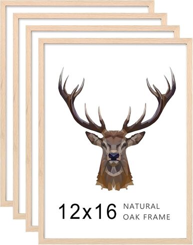 KINLINK 12x16 Frames Natural Oak Wood Frames with Acrylic Plexiglass, 4 Pack in Saudi Arabia