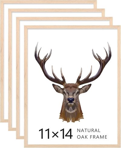 KINLINK 12x16 Frames Natural Oak Wood Frames with Acrylic Plexiglass, 4 Pack in Saudi Arabia