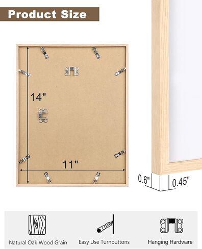 KINLINK 12x16 Frames Natural Oak Wood Frames with Acrylic Plexiglass, 4 Pack in Saudi Arabia