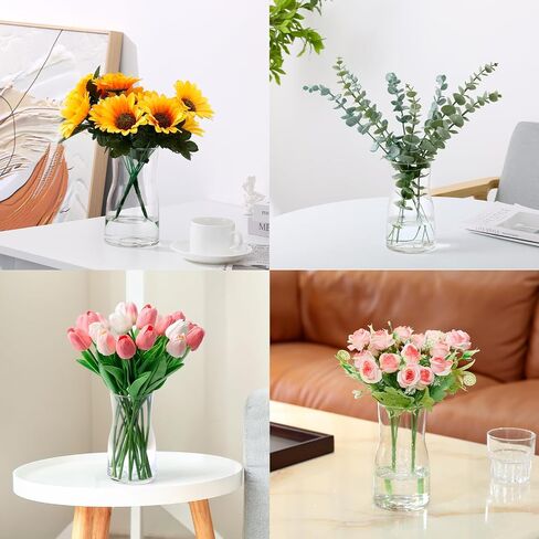 Faux Flowers with Vase, Artificial Flowers Fake Eucalyptus Leaves Flowers Bouquet Artificial White Gypsophila for Home Office Bathroom Dining Table Centerpiece Decorations Coffee Table Decor in Saudi Arabia