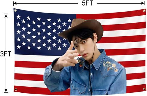 TXT SOOBIN العلم الأمريكي نسيج 3x5 أقدام TXT نسيج الجدار شنقا كلية النوم جدار ديكور غرفة الأعلام ديكور المنزل لهدية Moa، K-pop المشجعين in Saudi Arabia