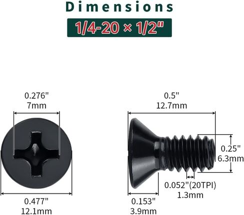 1/4-20 x 1-1/4" Flat Head Machine Screws (25 pcs), 18-8 (304) Stainless Steel, Phillips Drive Flat Head Machine Screws, Black Oxide Coated, Fayeploo (with Phillips Driver Bit) in Saudi Arabia