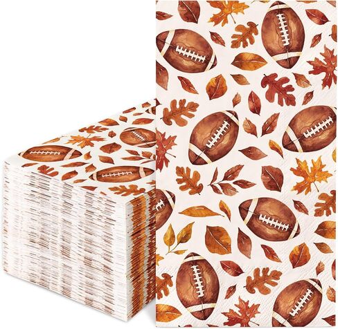 100Pcs Fall Guest Napkins Autumn Maple Leaf Football Disposable Paper Napkin Decorative Dinner Hand Towel Napkin for Thanksgiving Harvest Home Kitchen Bathroom Party Supplies in Kuwait