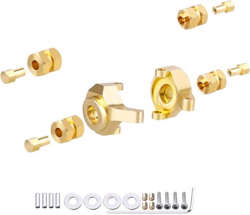 Hobbypark Brass Steering Knuckles Carriers and Brass Extended 7mm Wheel Hex Hubs Adapters for Axial SCX24 Upgrades Parts 1/24 RC Crawler Car (Black-Gold) in Saudi Arabia