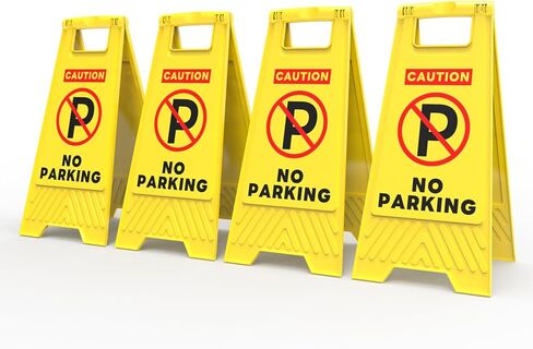 Henka 4-Pack Slow Kids Playing Sign, 24" Height, Kids at Play Safety Signs, 2 Sided A-Shaped Frame Child Safety Caution Signs, Folding Slow Children Playing Sign for Street, Driveway - Bright Yellow in Kuwait