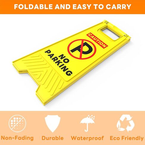 Henka 4-Pack Slow Kids Playing Sign, 24" Height, Kids at Play Safety Signs, 2 Sided A-Shaped Frame Child Safety Caution Signs, Folding Slow Children Playing Sign for Street, Driveway - Bright Yellow in Kuwait