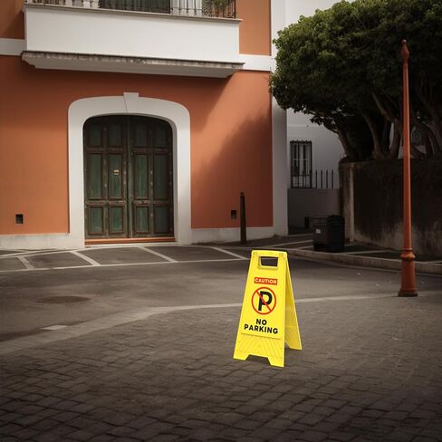 Henka 4-Pack Slow Kids Playing Sign, 24" Height, Kids at Play Safety Signs, 2 Sided A-Shaped Frame Child Safety Caution Signs, Folding Slow Children Playing Sign for Street, Driveway - Bright Yellow in Kuwait