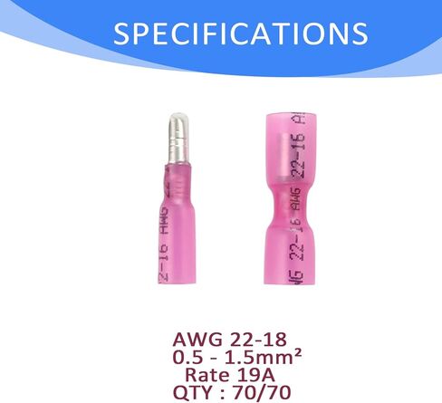 الحرارة يتقلص رصاصة موصلات عدة الإناث والذكور رصاصة بعقب محطات معزولة للماء الكهربائية البحرية تجعيد موصلات السيارات AWG 22-18 100pcs50set in Kuwait