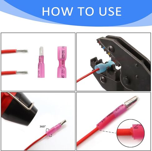 الحرارة يتقلص رصاصة موصلات عدة الإناث والذكور رصاصة بعقب محطات معزولة للماء الكهربائية البحرية تجعيد موصلات السيارات AWG 22-18 100pcs50set in Kuwait