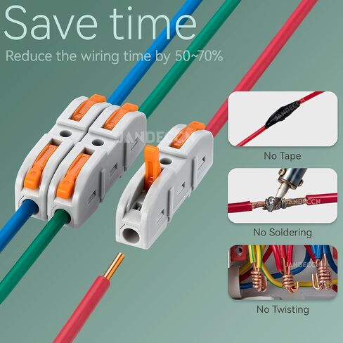 50 حزمة من موصلات الأسلاك DIY، مجموعة موصلات 2/3/4/5 للدائرة المضمنة 24-12 AWG (برتقالي) in Kuwait