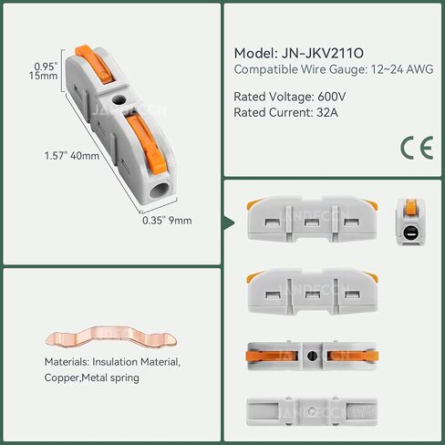50 حزمة من موصلات الأسلاك DIY، مجموعة موصلات 2/3/4/5 للدائرة المضمنة 24-12 AWG (برتقالي) in Kuwait