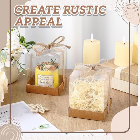 Cunno 36 Set 3.5 x 3.5 x 4.3 in Transparent Candle Gift Box 4-18 oz Tealight Candle Packaging Box Holders Bulk Paper Bottom Clear Cover with Ribbon Gift Box for Guests Wedding Bridal Favors Birthday in Saudi Arabia