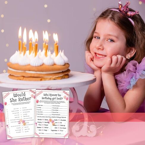 20 Pieces Who Knows The Birthday Girl Best Game Cards - Birthday Party Activity Game Card Set Girly Themed Party Activity and Idea - for Child or Teen - Girl Birthday Supplies, Activity, Decorations in Kuwait