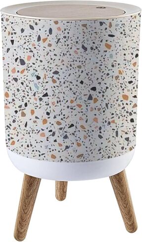 سلة مهملات صغيرة مع غطاء للحمام والمطبخ والمكتب والحفاضات وأرضية تيرازو وملمس سلس من النوع الإيطالي والأرضيات البندقية المقاومة للكلاب وسلة النفايات ديكور لطيف، 8.66 × 14.3 بوصة in Kuwait