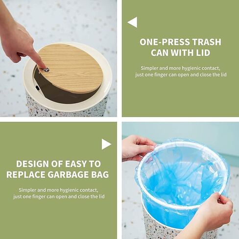 سلة مهملات صغيرة مع غطاء للحمام والمطبخ والمكتب والحفاضات وأرضية تيرازو وملمس سلس من النوع الإيطالي والأرضيات البندقية المقاومة للكلاب وسلة النفايات ديكور لطيف، 8.66 × 14.3 بوصة in Kuwait