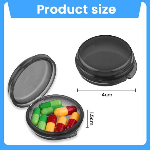 Small Pill Box 6pcs Daily Mini Pill Organizer Travel Pill Container Cute Portable Pill Case Holder Medicine Storage Dispenser Earplug Case for Purse Pocket Briefcase Cod Liver Oil(Black) in Saudi Arabia