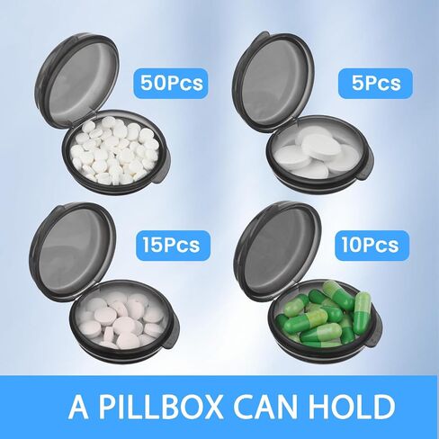 Small Pill Box 6pcs Daily Mini Pill Organizer Travel Pill Container Cute Portable Pill Case Holder Medicine Storage Dispenser Earplug Case for Purse Pocket Briefcase Cod Liver Oil(Black) in Saudi Arabia