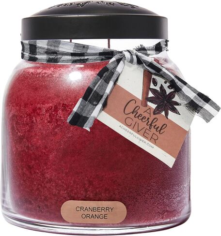 A Cheerful Giver - Cranberry Orange - 34oz Papa Scented Candle Jar with Lid - Keepers of the Light - 155 Hours of Burn Time, Gift for Women, Red in Kuwait