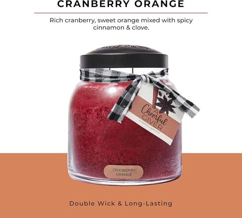 A Cheerful Giver - Cranberry Orange - 34oz Papa Scented Candle Jar with Lid - Keepers of the Light - 155 Hours of Burn Time, Gift for Women, Red in Kuwait