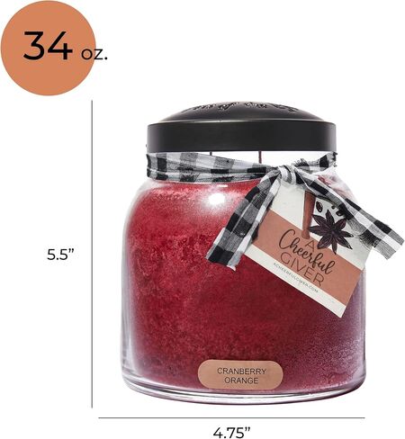 A Cheerful Giver - Cranberry Orange - 34oz Papa Scented Candle Jar with Lid - Keepers of the Light - 155 Hours of Burn Time, Gift for Women, Red in Kuwait