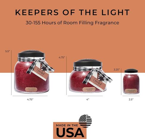 A Cheerful Giver - Cranberry Orange - 34oz Papa Scented Candle Jar with Lid - Keepers of the Light - 155 Hours of Burn Time, Gift for Women, Red in Kuwait