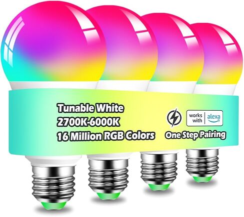 MELPO Smart Light Bulbs, 1300LM Color Changing Light Bulb, 16 Million Colors, Tunable White Alexa Light bulbs, Music Sync, DIY Flash, Timing, A19 E26 Smart Bulbs, 130W Equivalent, No WiFi required. in Kuwait