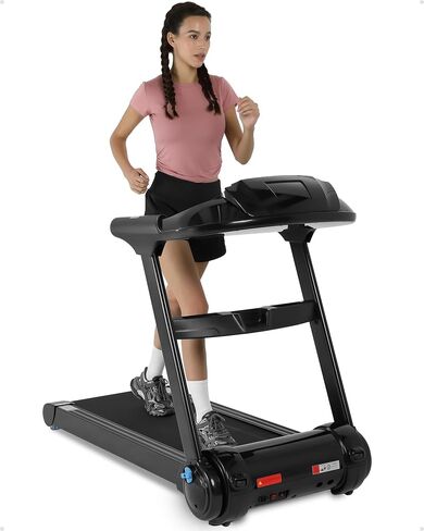 GARVEE 4.0 HP Folding Treadmill, [Max 400 LBS] [No Assembly] [0.6-8.7 MPH] Heavy Duty Treadmill for Running Walking, Foldable Treadmill with LCD Monitor & Pulse Detection for Office Home Workout in Saudi Arabia
